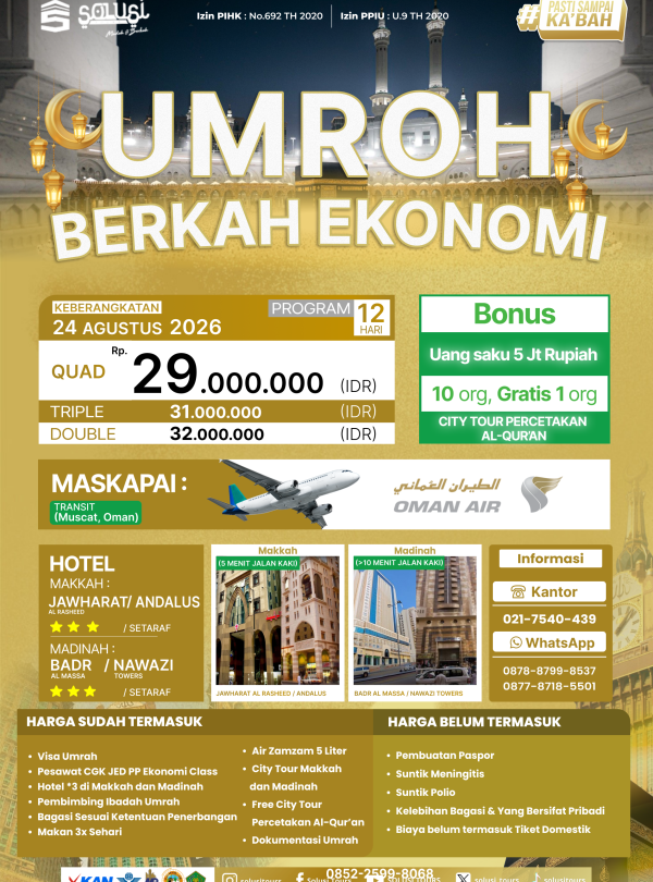 Umroh Berkah Ekonomi 12 Hari